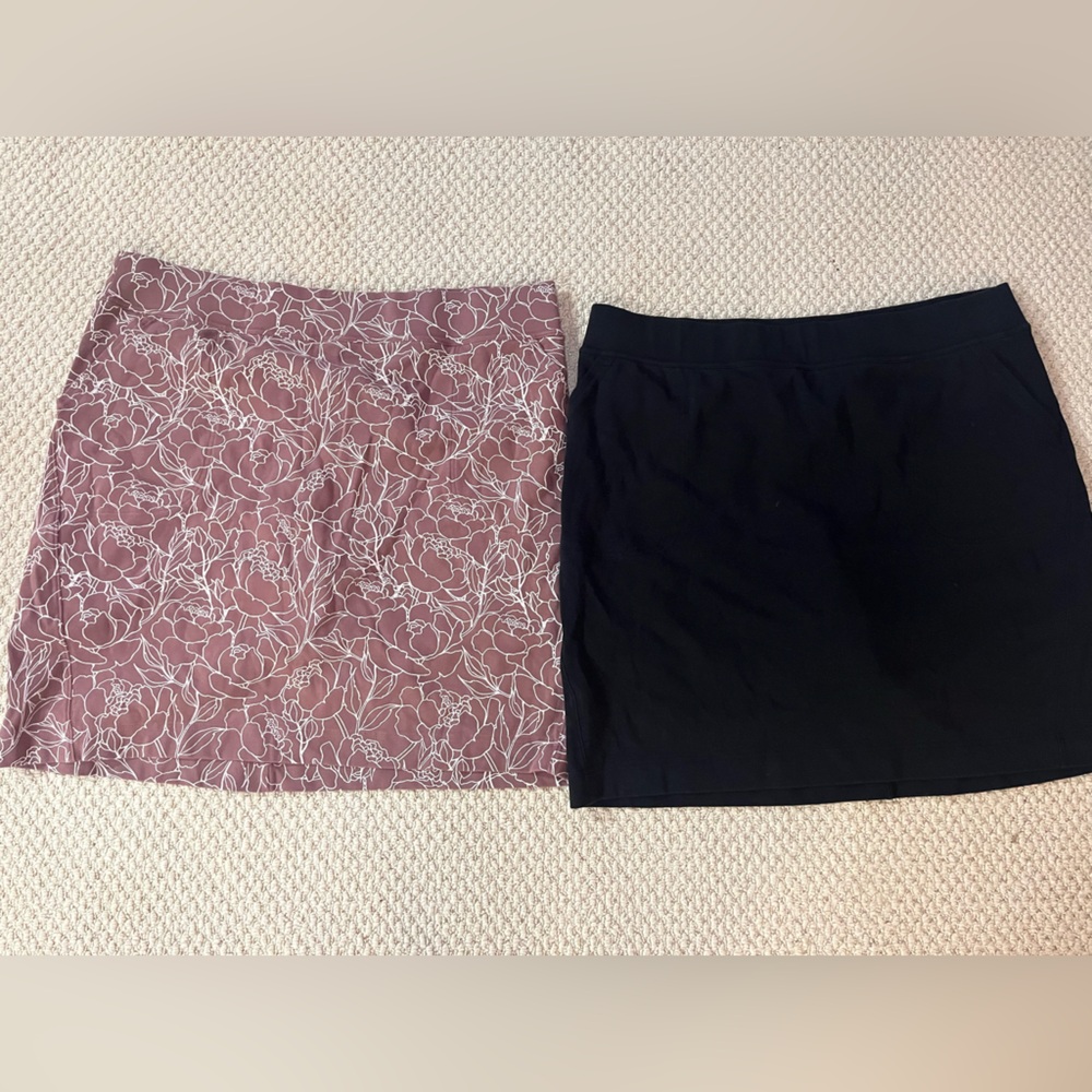 Elegant Black and Pink Floral Skirt Set